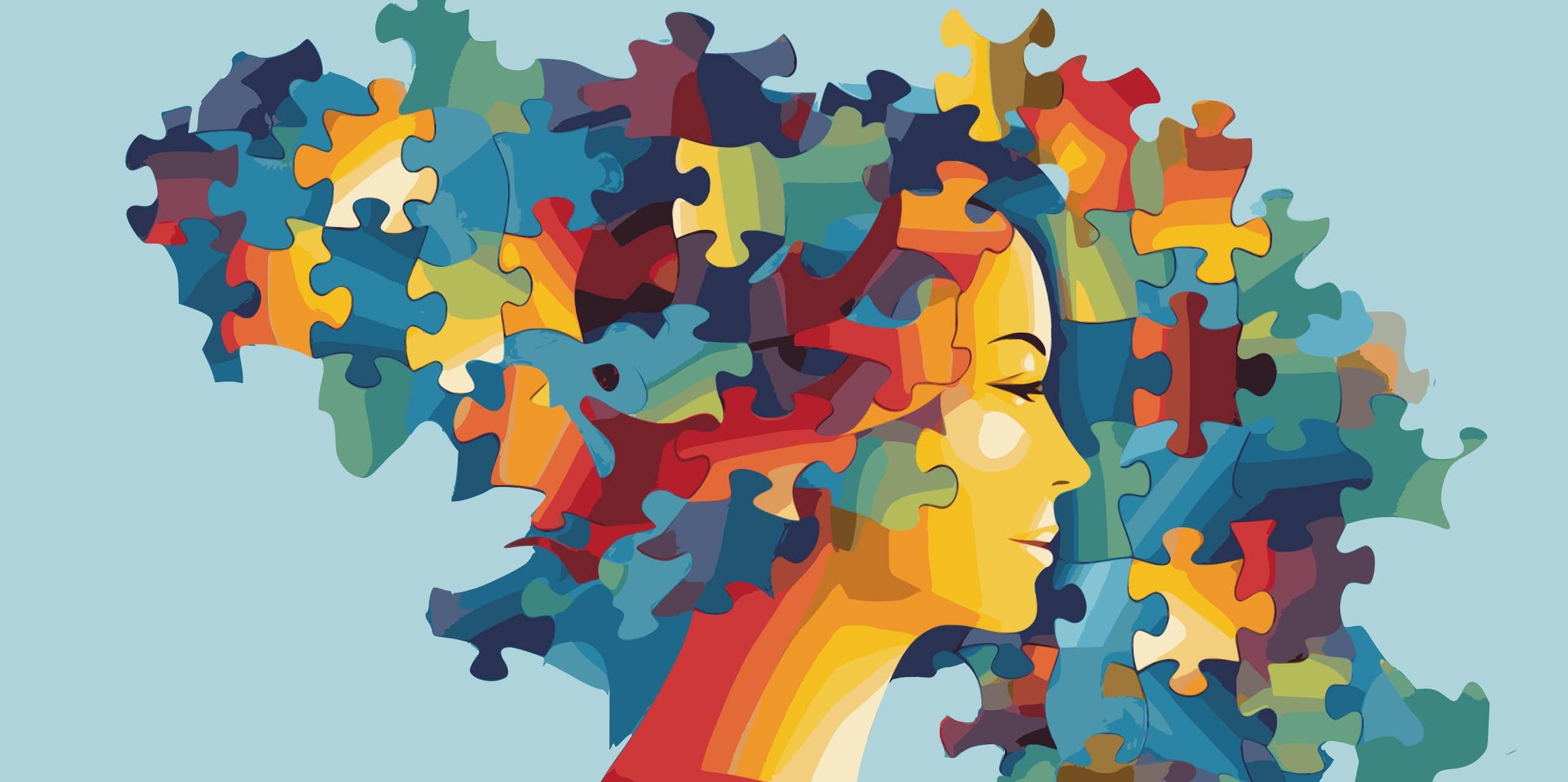 woman with a puzzle brain