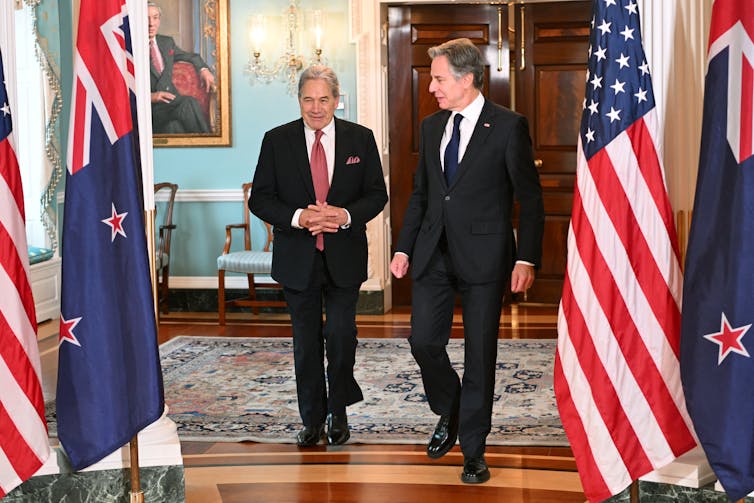 NZ Foreign Minister Winston Peters meets US Secretary of State Antony Blinken