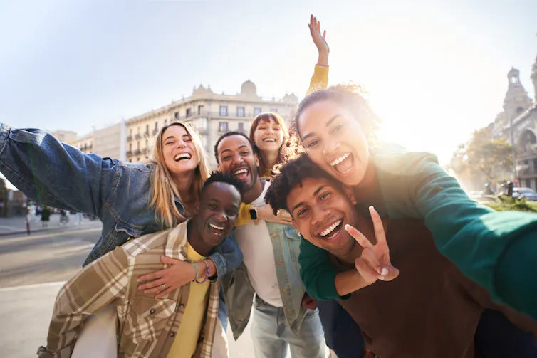 Students take selfie together