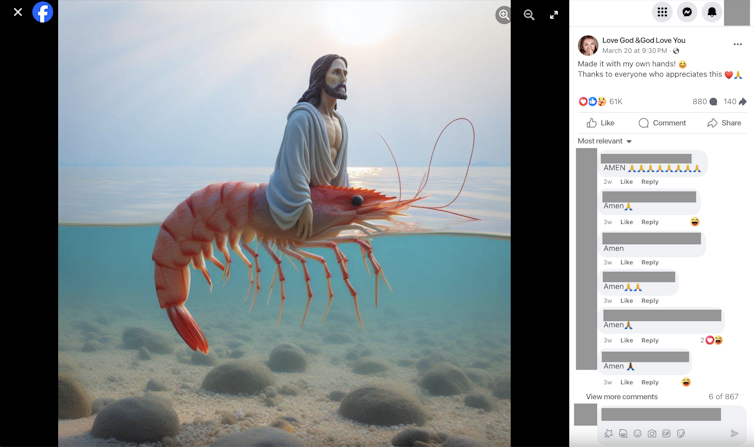 From shrimp Jesus to fake self-portraits, AI-generated images have become the latest form of social media spam
