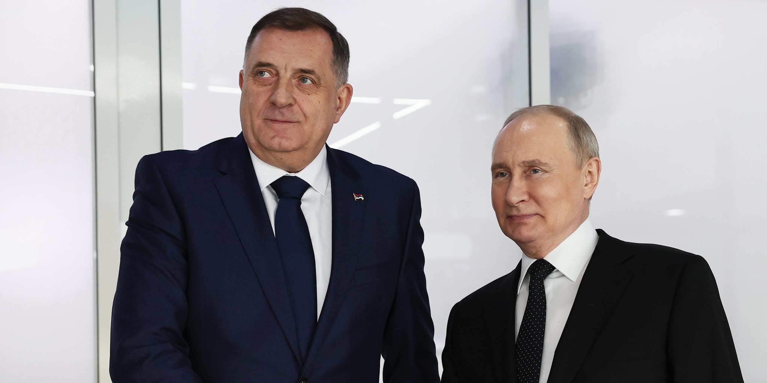 Bosnian Serb leader, Milorad Dodik, the president of Republika Srpska, with Russian president, Vladimir Putin, in February 2024.