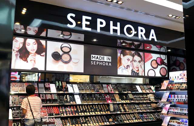 Display stand in a Sephora store