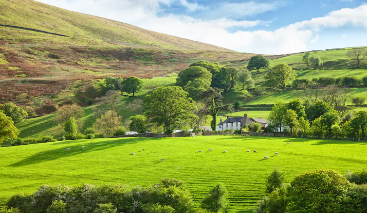 Hillside farmhouse.