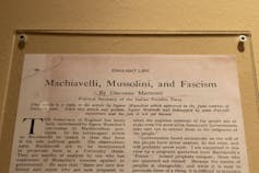 A magazine article on display in an exhibition