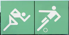 Pictogramas creados por Otl Aicher para los Juegos Olímpicos de 1972 en Múnich. En este caso, representan el atletismo y el fútbol.