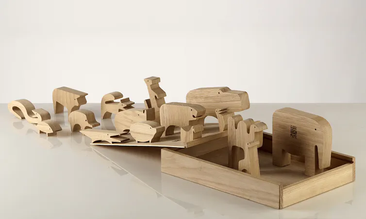 A wooden puzzle of animals