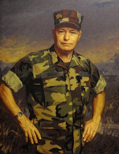 A painting of a man in military uniform.