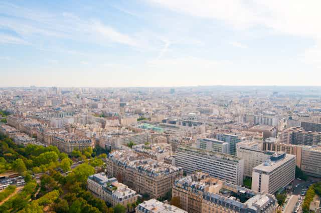 Vue aérienne de la ville de Paris.