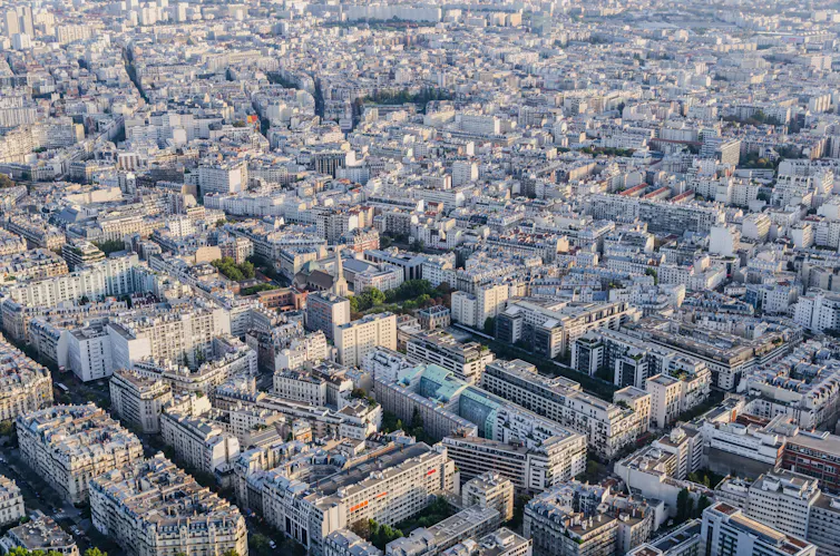 Vue aérienne de la ville de Paris.