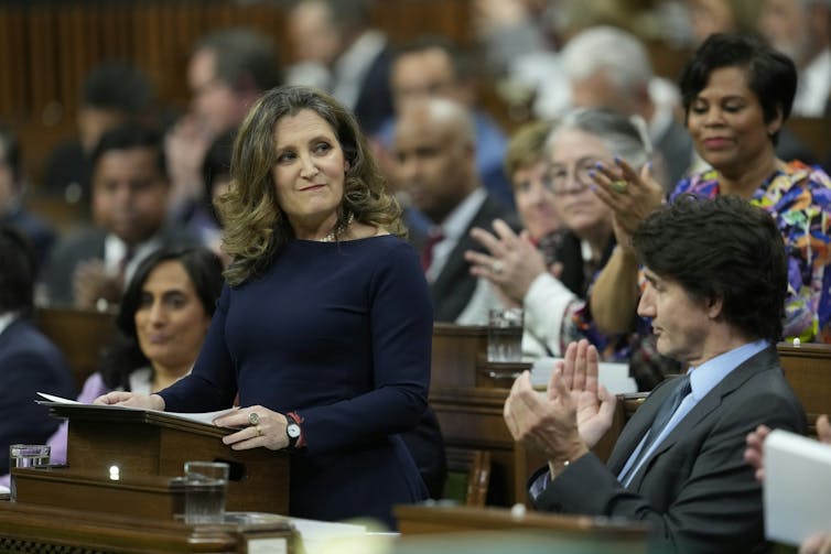 Chrystia Freeland speaking in the House of Commons.