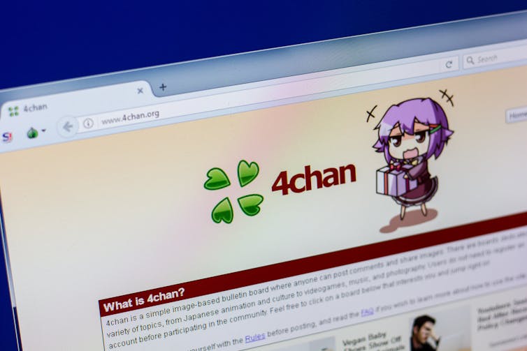 A computer screen showing a browser window reading 4chan.