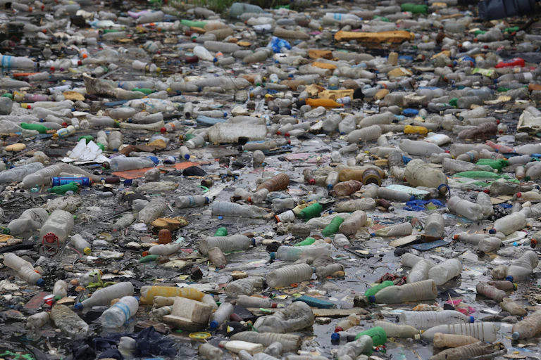 plastics in river