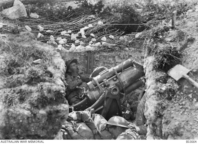 An Australian soldier asleep after the Battle of Hamel.