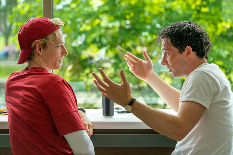 Art and Patrick having an animated conversation