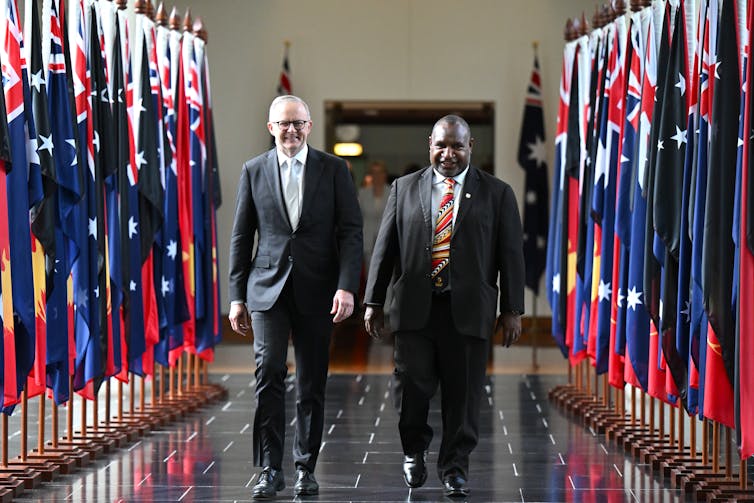 Albanese and Marape at Parliament House.