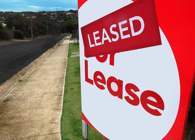 Large sign at front of property saying ''leased'' 