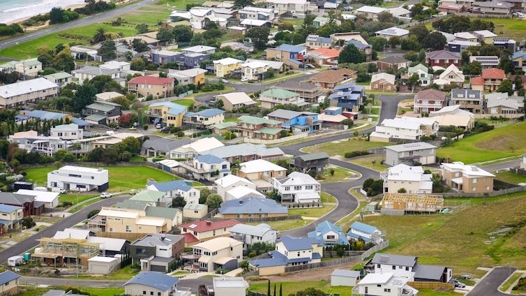 Aerial view of a regional housing estate