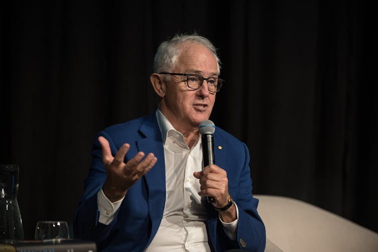 Former Prime Minister Malcolm Turnbull speaks at an event.