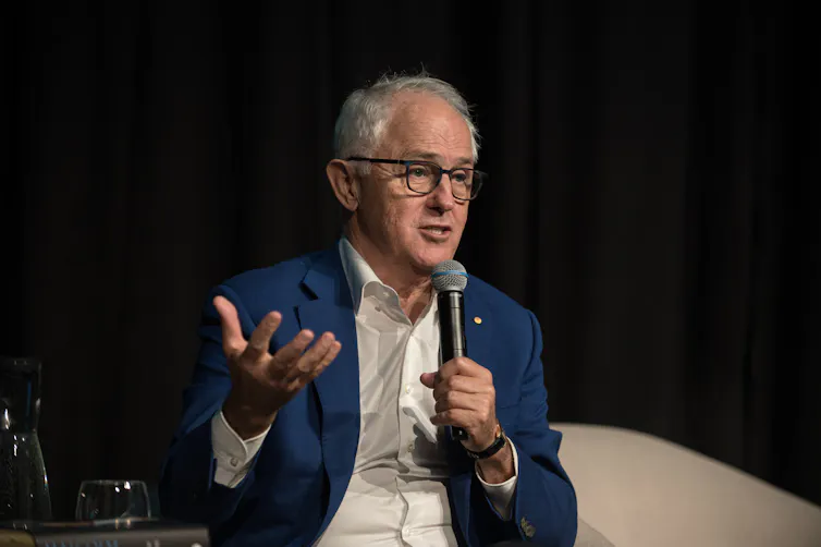 Former Prime Minister Malcolm Turnbull speaks at an event.