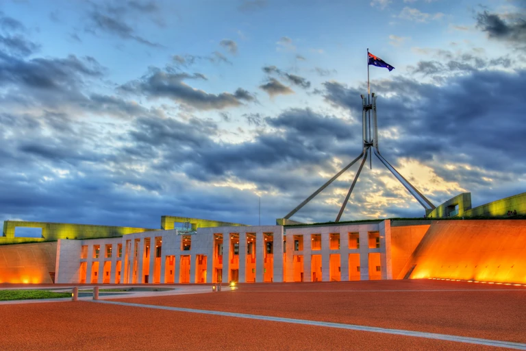 Parliament House in the evening. Canberra, Australia