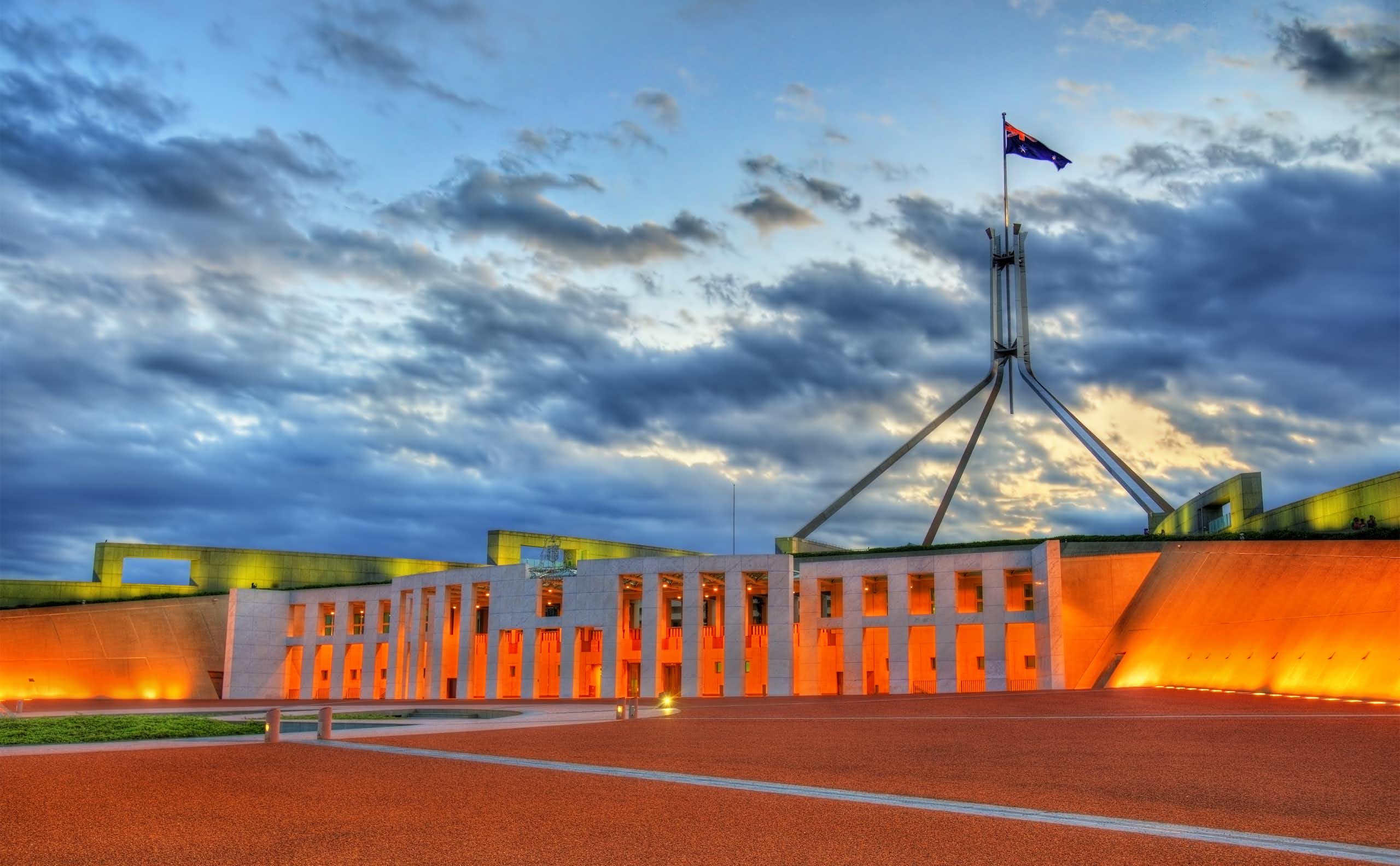 Parliament House in the evening. Canberra, Australia