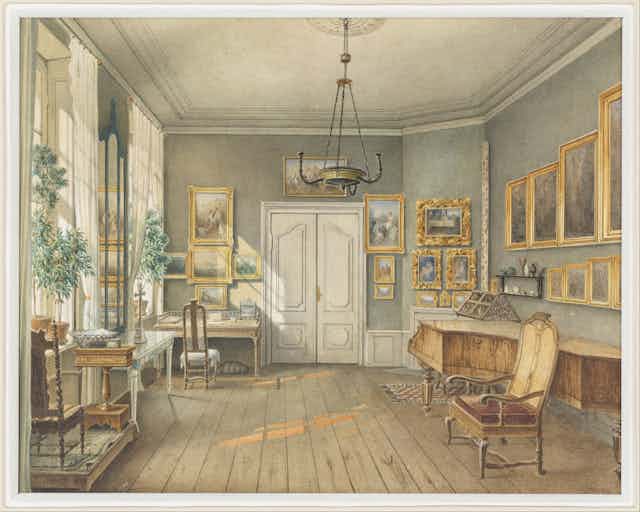 La sala de música de Fanny Hensel (de soltera Mendelssohn), de Julius Eduard Wilhelm Helfft.