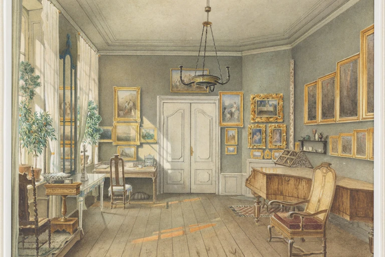 La sala de música de Fanny Hensel (de soltera Mendelssohn), de Julius Eduard Wilhelm Helfft.