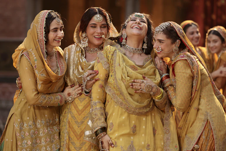 Indian women dressed in gold