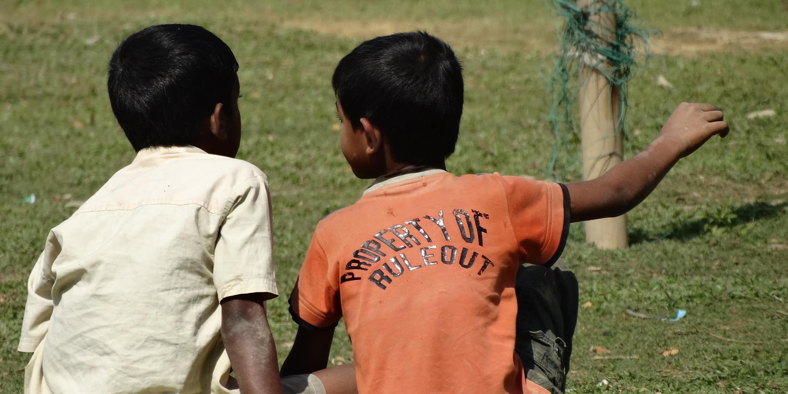 Boys in a field in Sylhet, Bangladesh 8 March 2014.