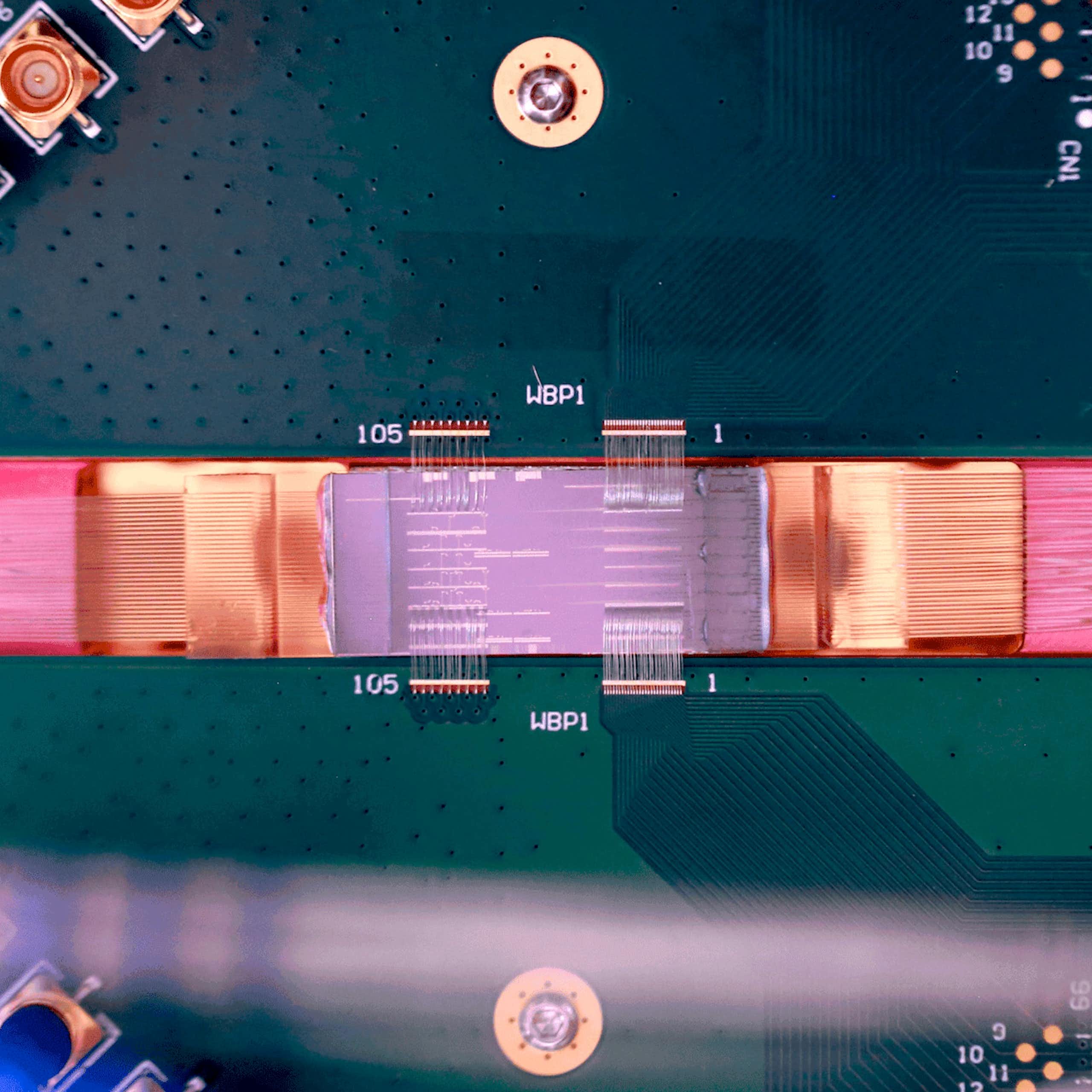 Closeup photo of a chip on a circuit board