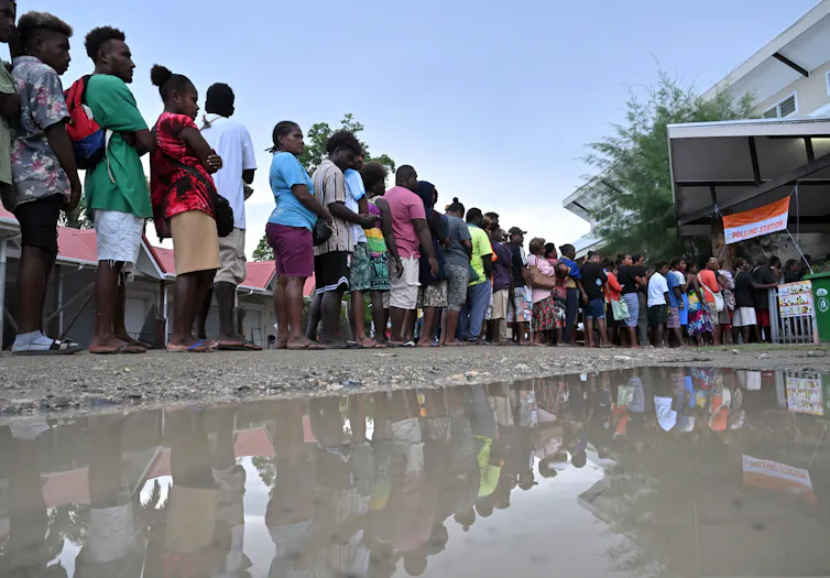 Voters at a Honiara polling station.