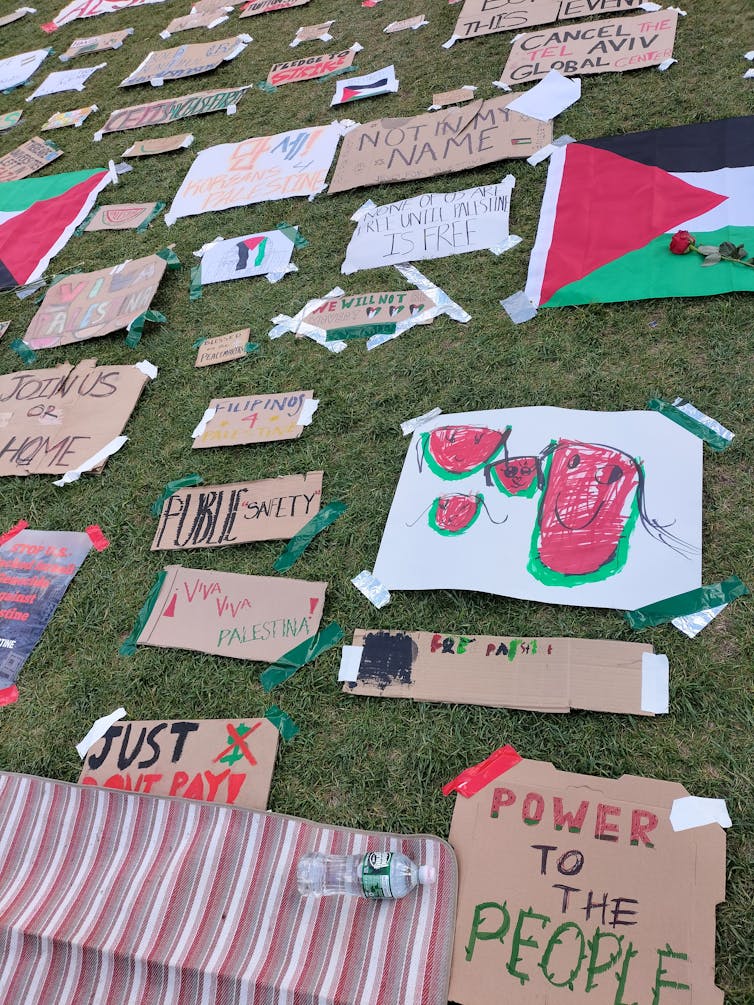 Placards at Columbia University Encampment