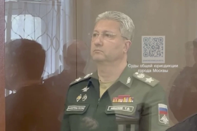 Russia's deputy defence minister, Timur Ivanov, faces court wearing his full military uniform
