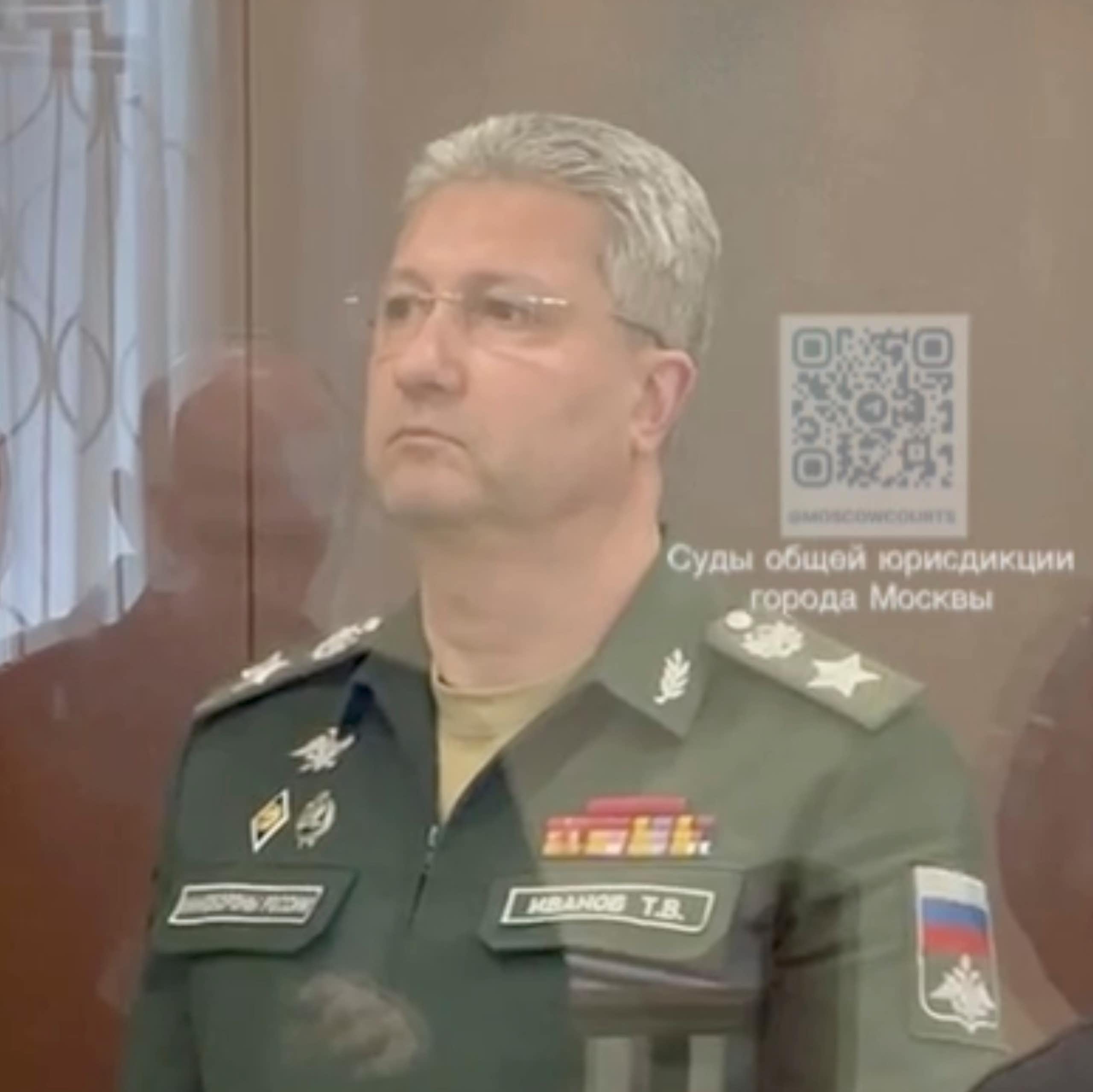 Russia's deputy defence minister, Timur Ivanov, faces court wearing his full military uniform