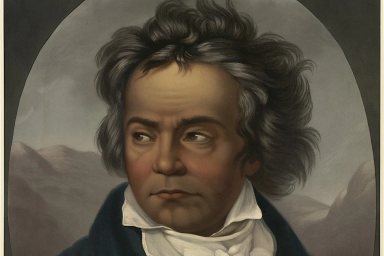 a painting of a man in 19th centruy clothing with unruly hair