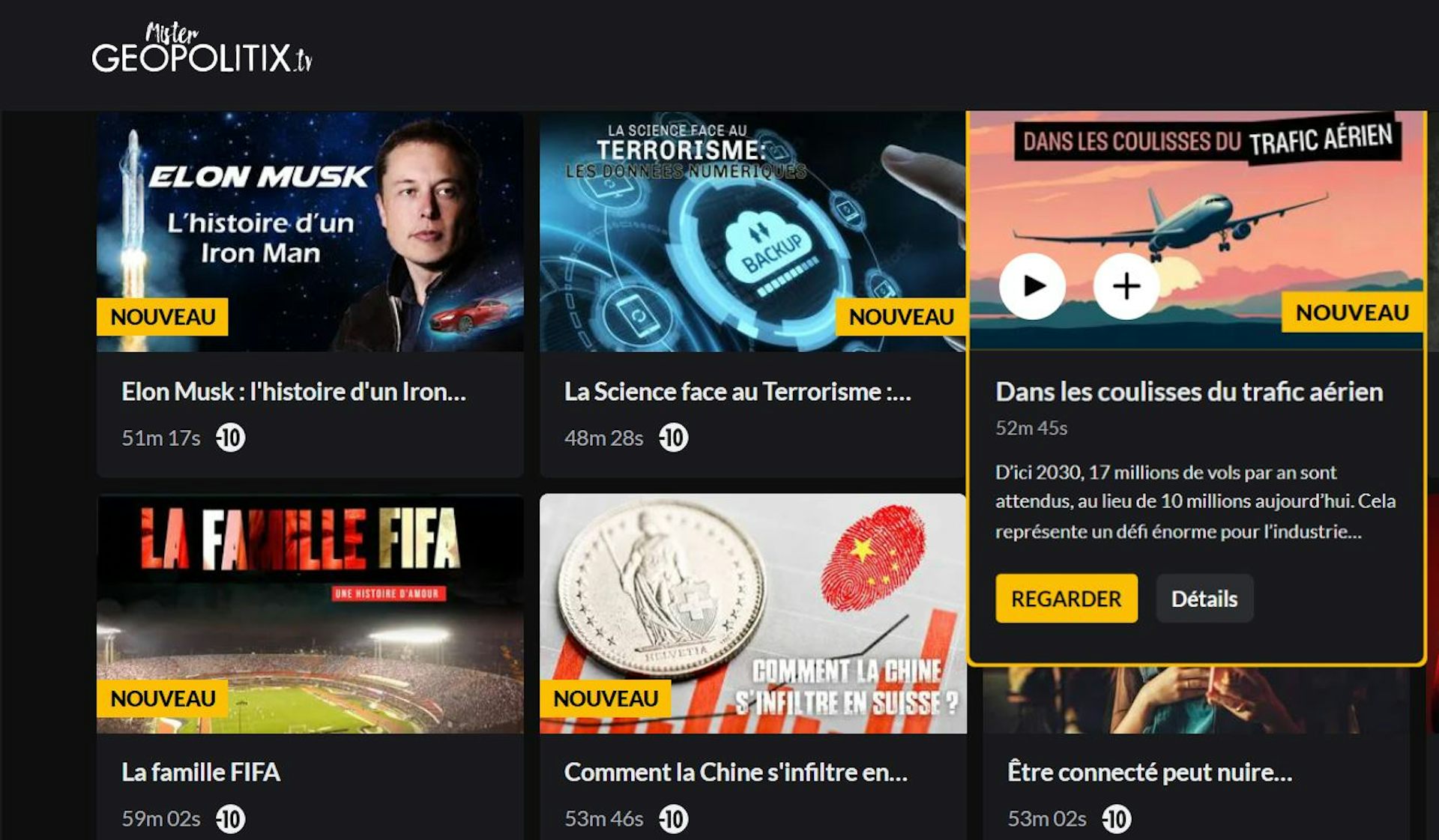 Capture d’écran du site de Mister Geopolitix