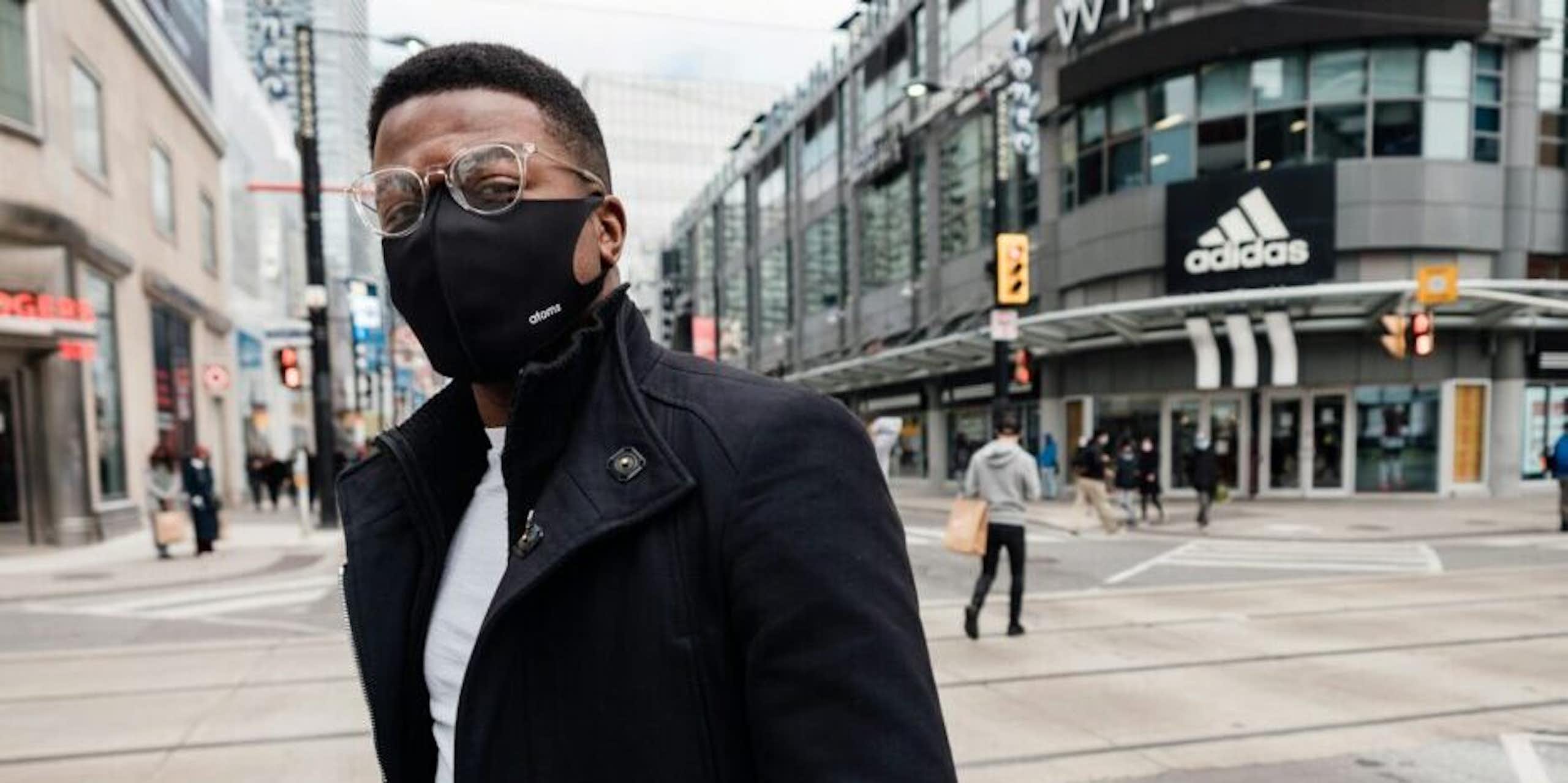 A Black man wearing a face mask.
