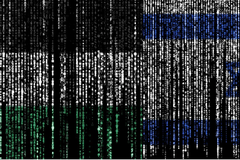 Palestinian and Israeli flags overlaid by letters and numbers.
