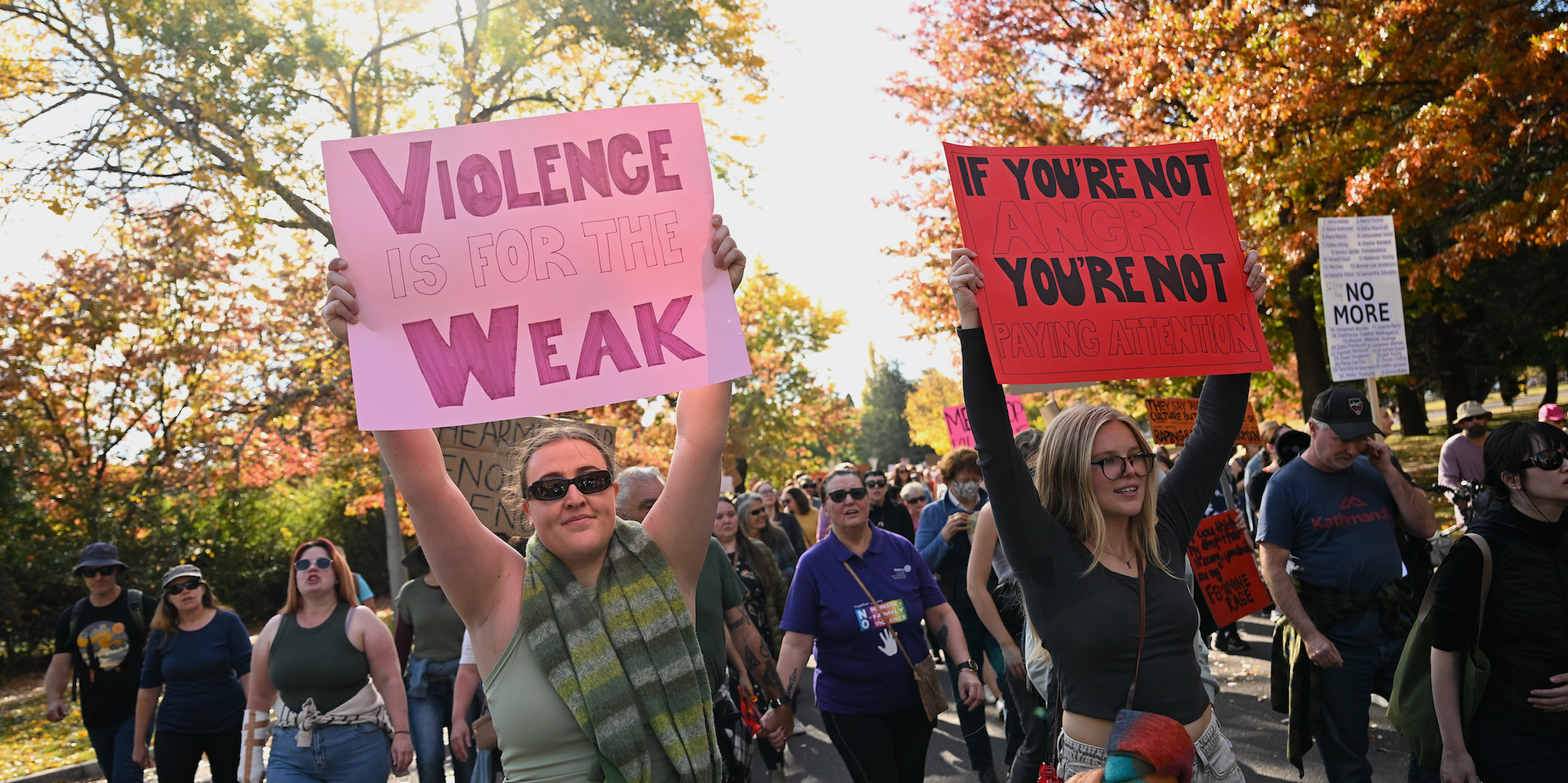 Protesters at march protesting violence against women