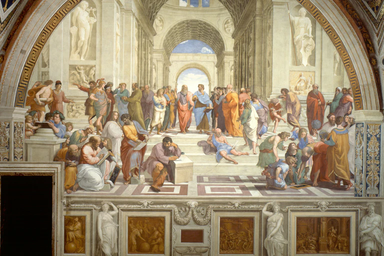 Painting of plato and his students