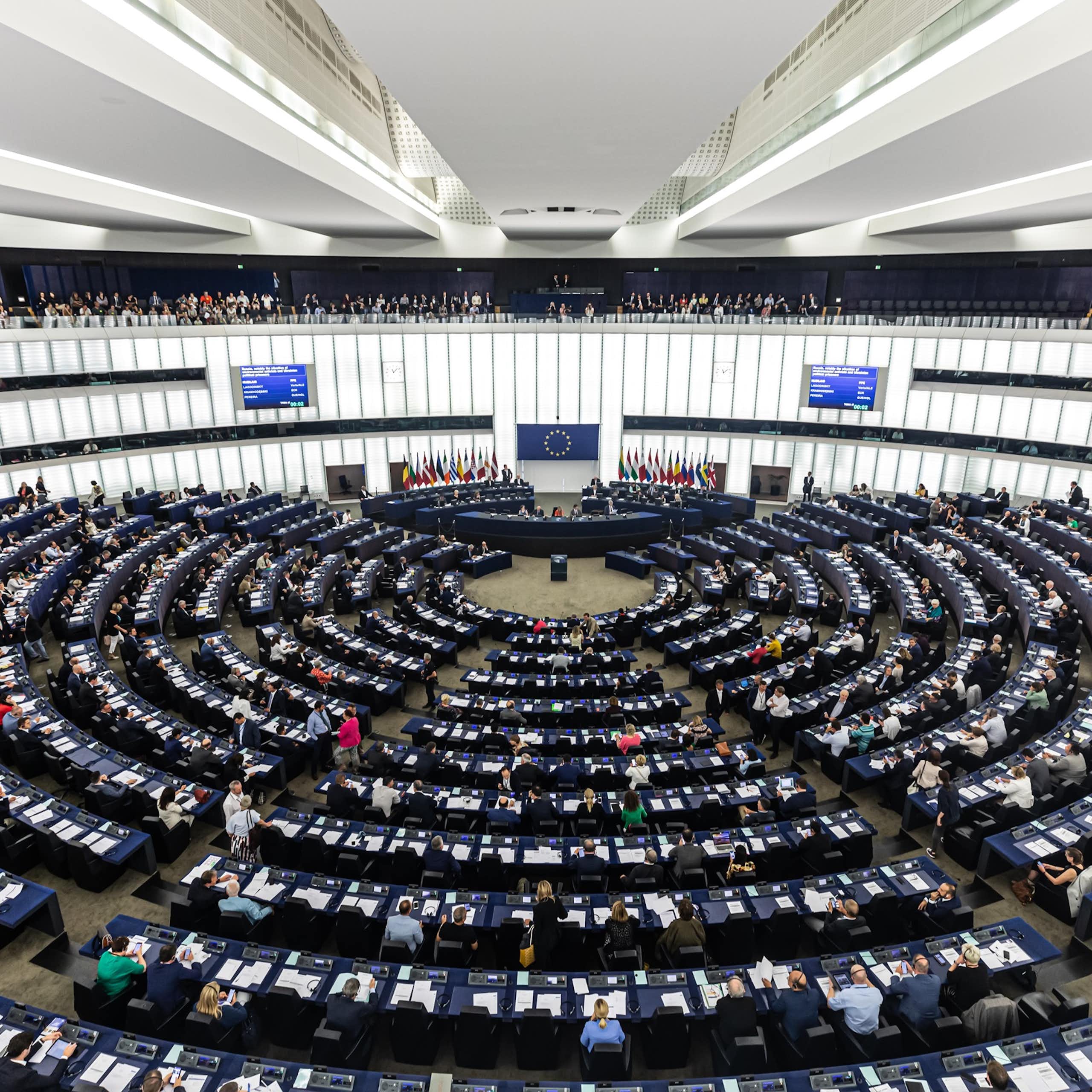 Sala de plenos del Parlamento Europeo en Estrasburgo.