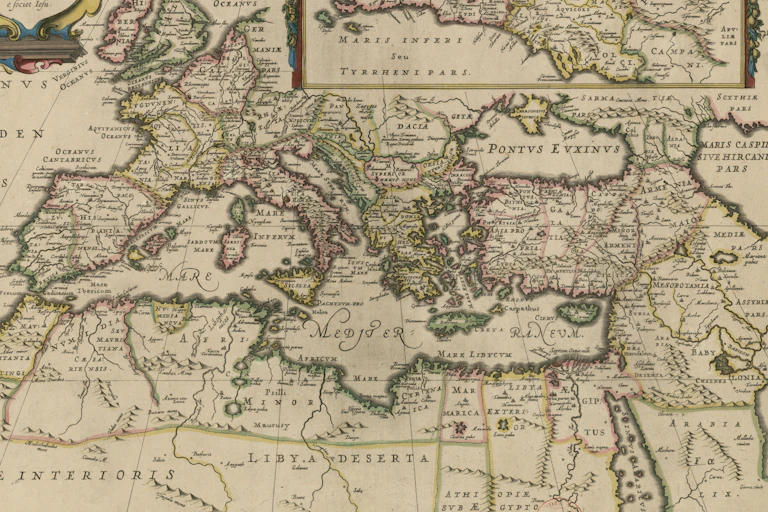 Mapa del Imperio romano hecho por Philippe Briet en el siglo XVII.