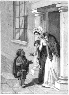 Gravure anonyme de 1828 représentant un enfant ramoneur anglais