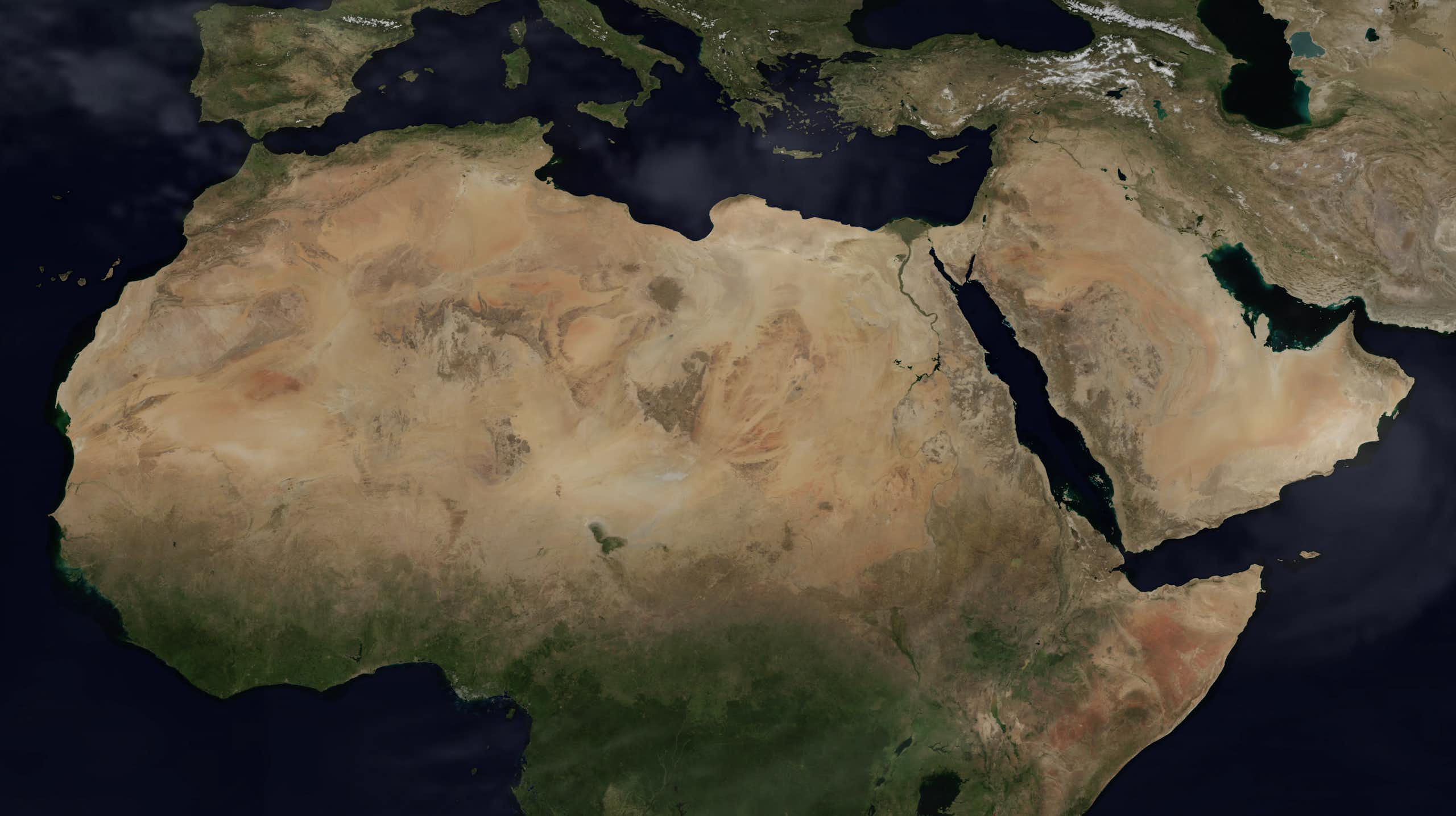 Satellite map of northern Africa