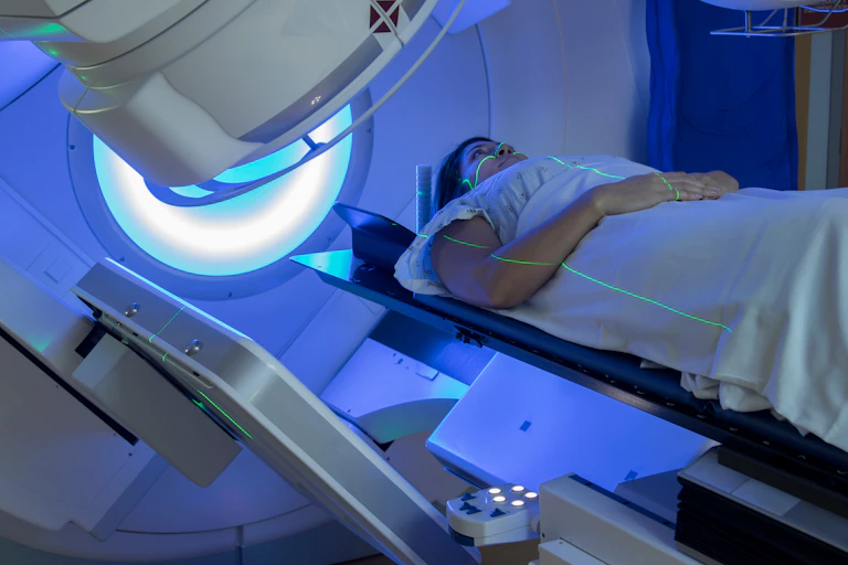 Photo of Woman Receiving Radiation Therapy Treatments for Breast Cancer
