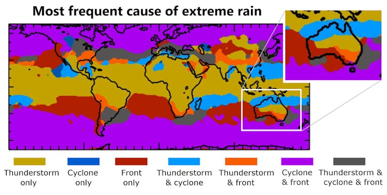 figure showing the most frequent causes of extreme rain worldwide