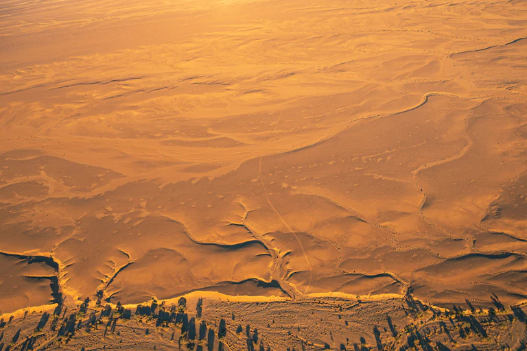 An aerial view of the Namib desert