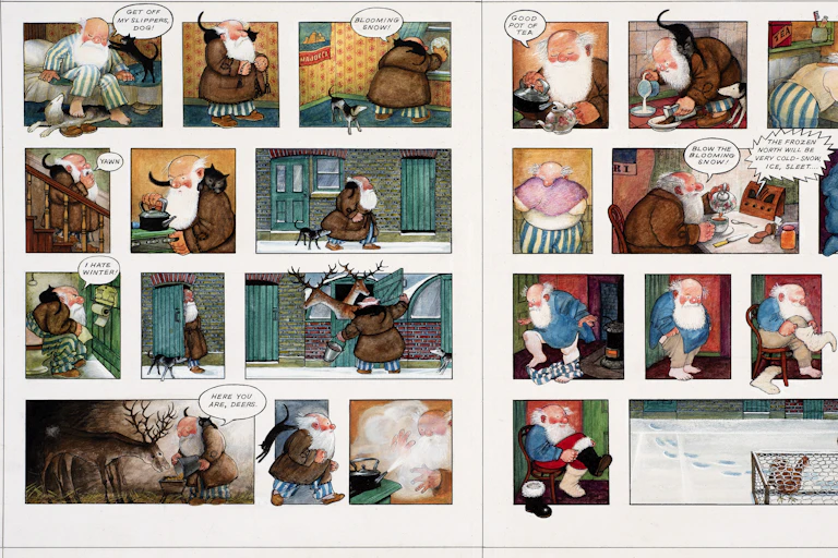A cartoon strip from a book called Father Christmas by Raymond Briggs.