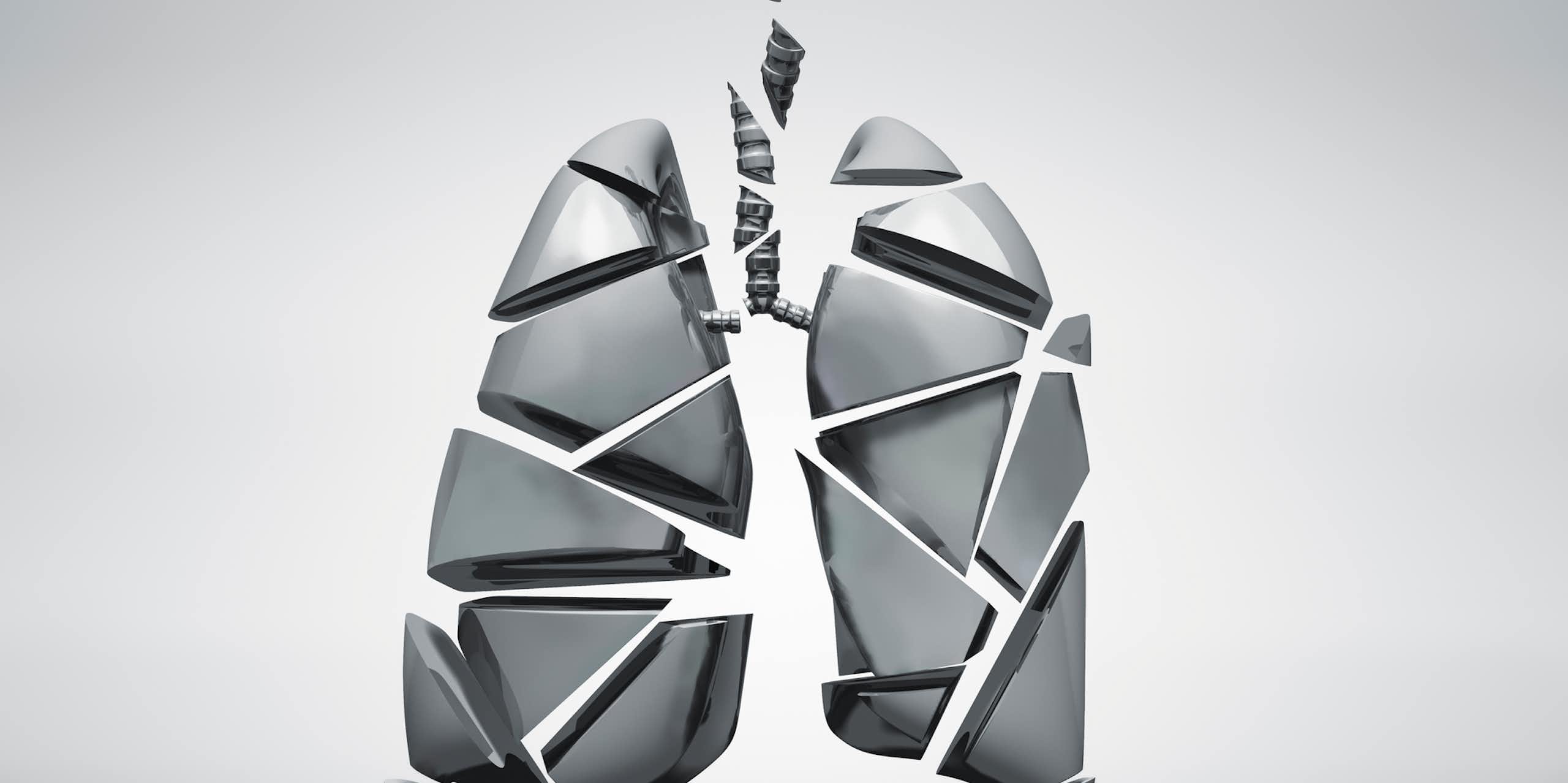 Illustration of a shattered metal lung
