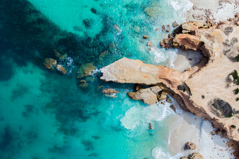 Aerial photo of rocky coastline